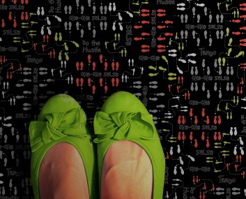 Foot standing on the Grass seen from Above, Free Space for Text