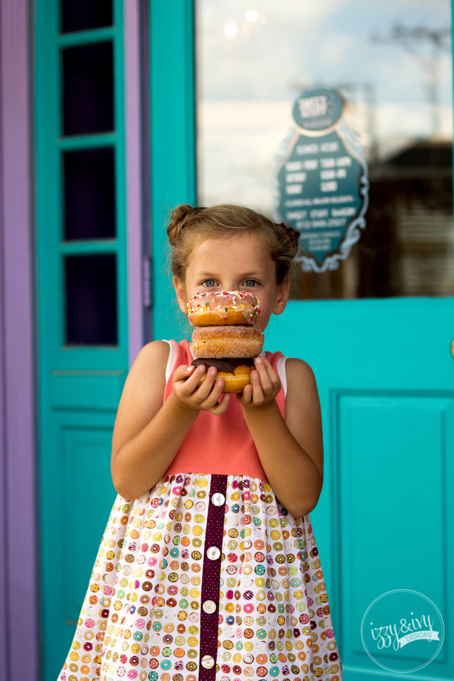 5_caf-fiend-donut-dress_stack-of-donuts-infront-of-face